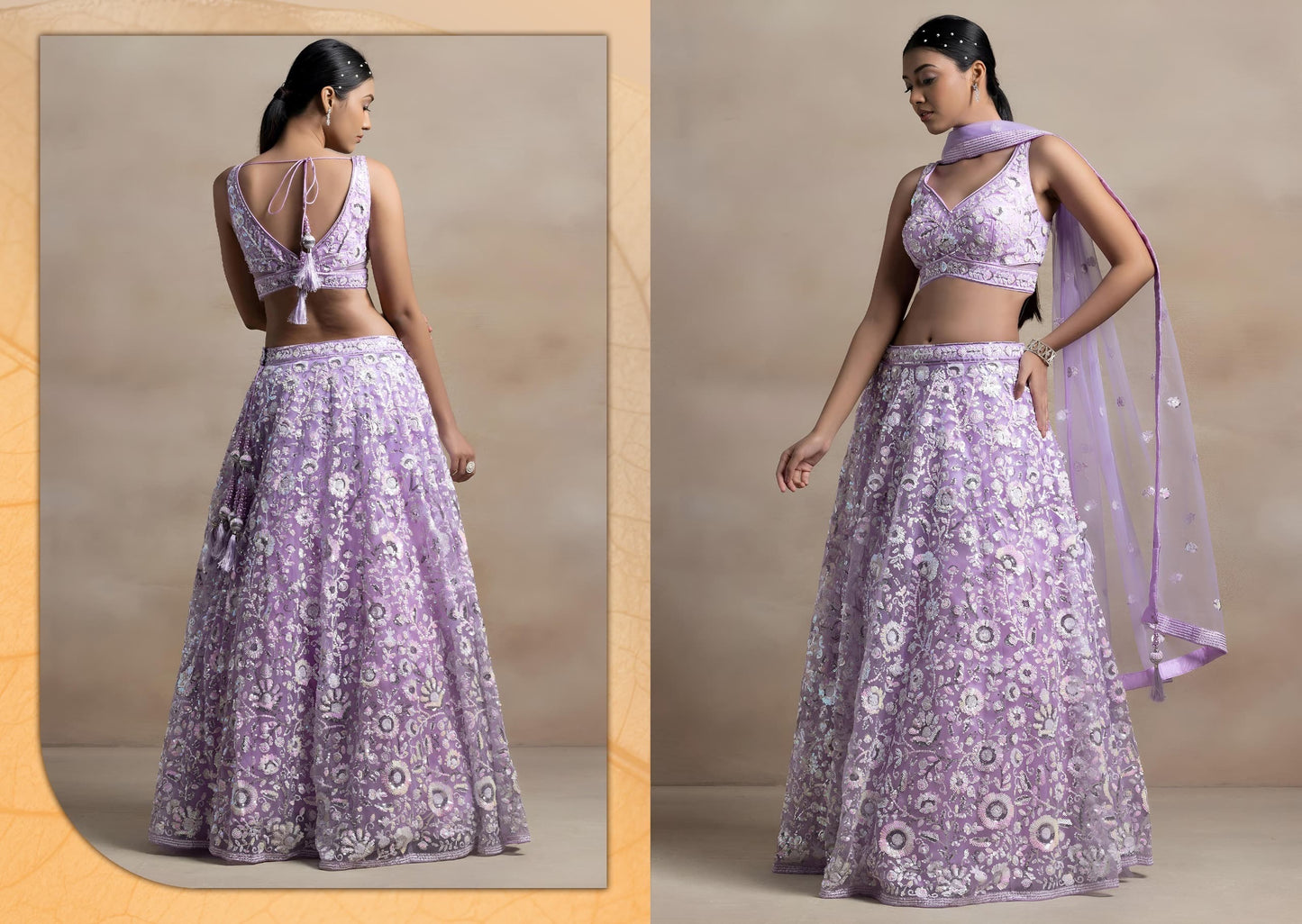Softnet Lehenga with thread and sequin embroidery