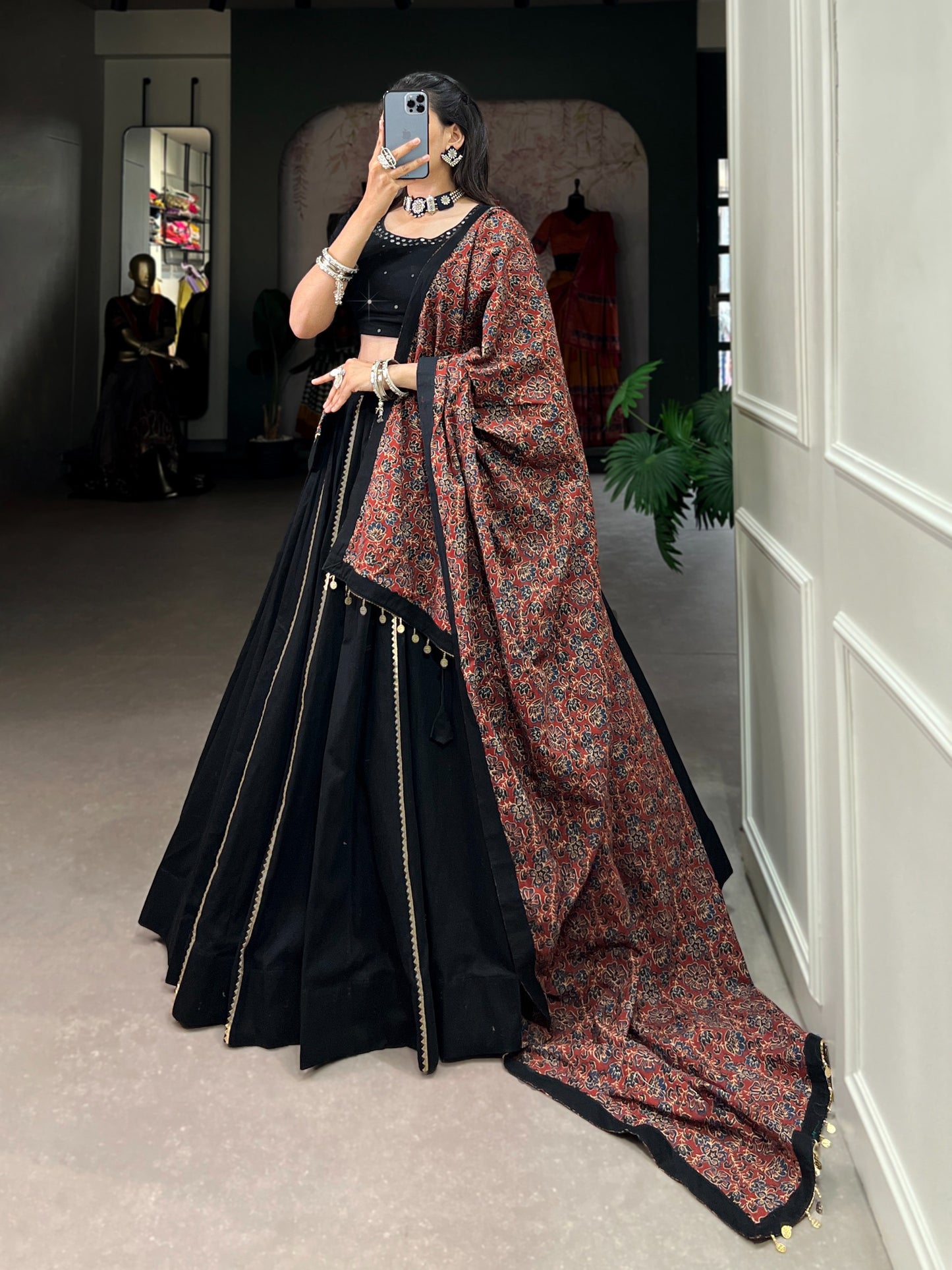 Beautiful printed pure cotton lehenga choli with purse