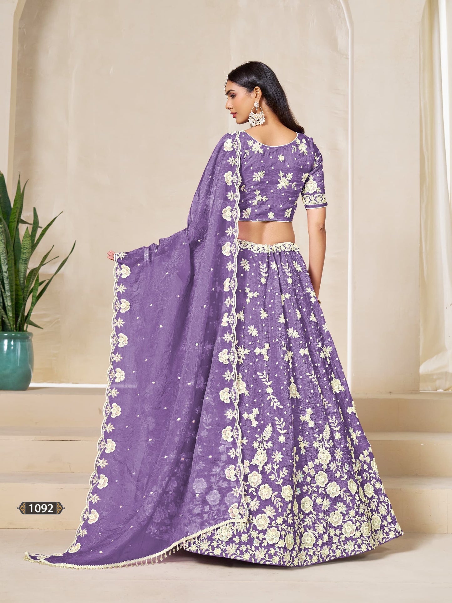 Gold Crush Organza Lehenga Choli