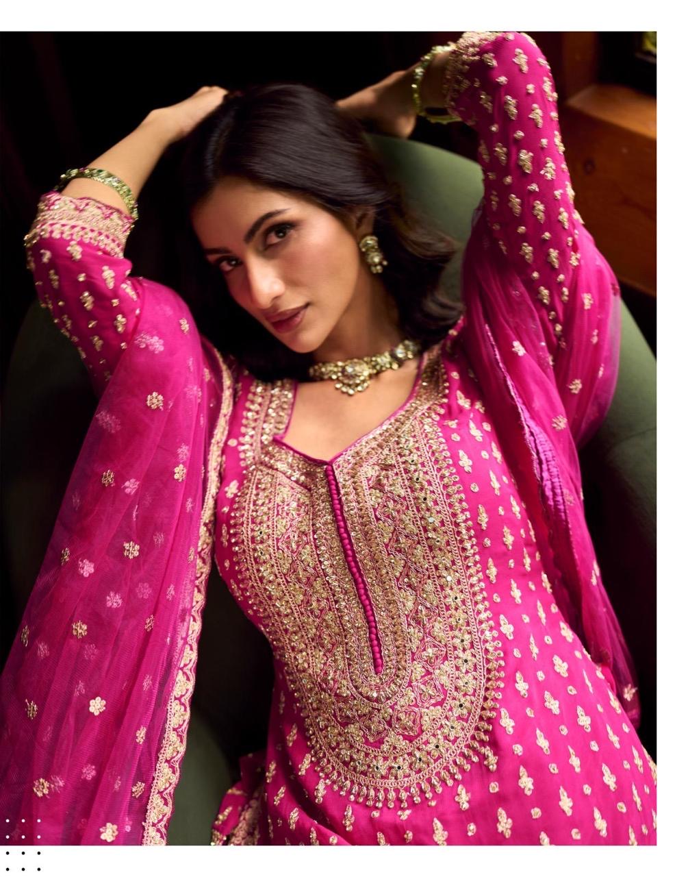 HEAVY FESTIVE LOOK FRONT AND BACK FULLY EMBROIDERED MIRROR WORK TOP WITH HEAVY EMBROIDERED SKIRT