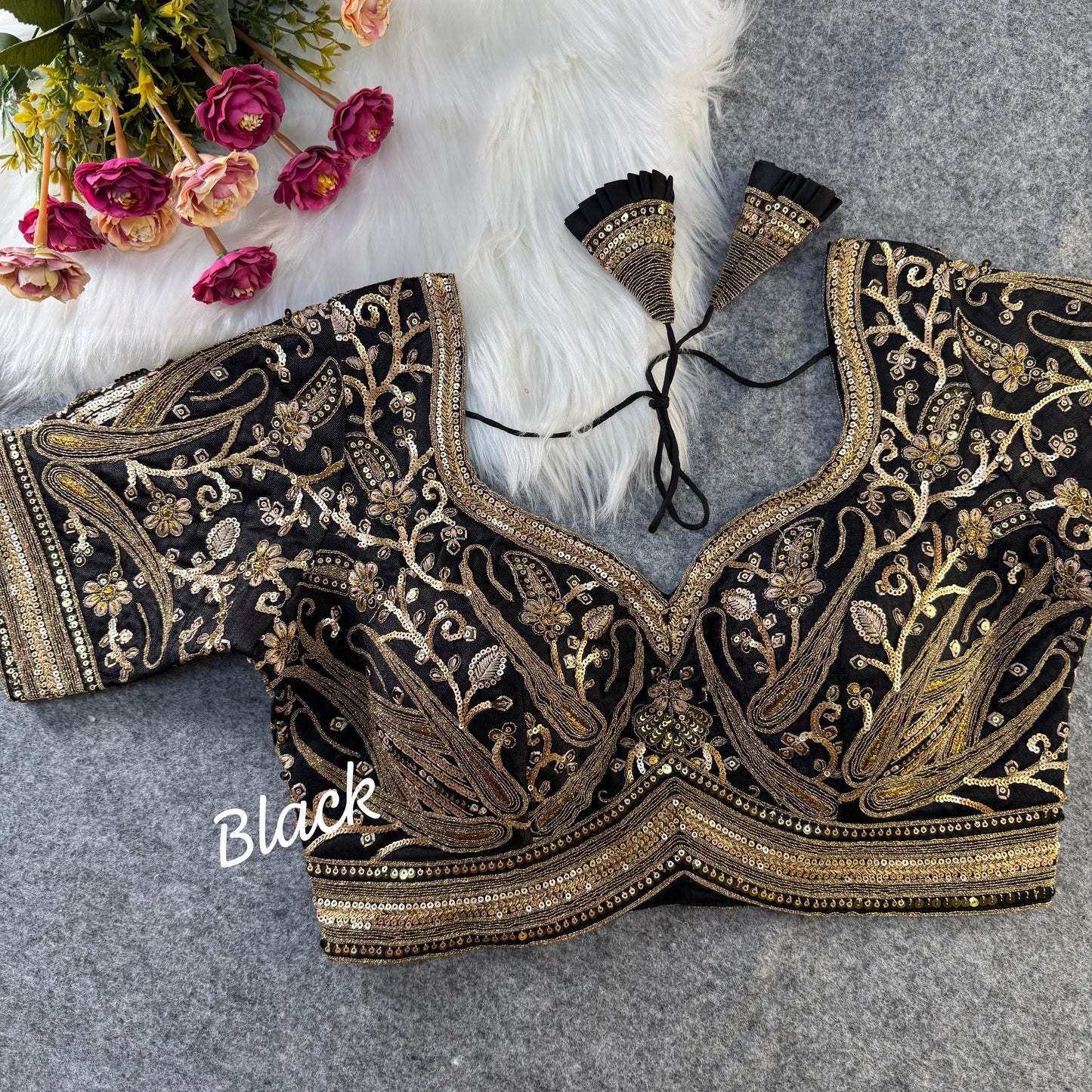 BEAUTIFUL HEAVY LONG STITCH APPLE-CUT CODDING WORK BRIDAL BLOUSE