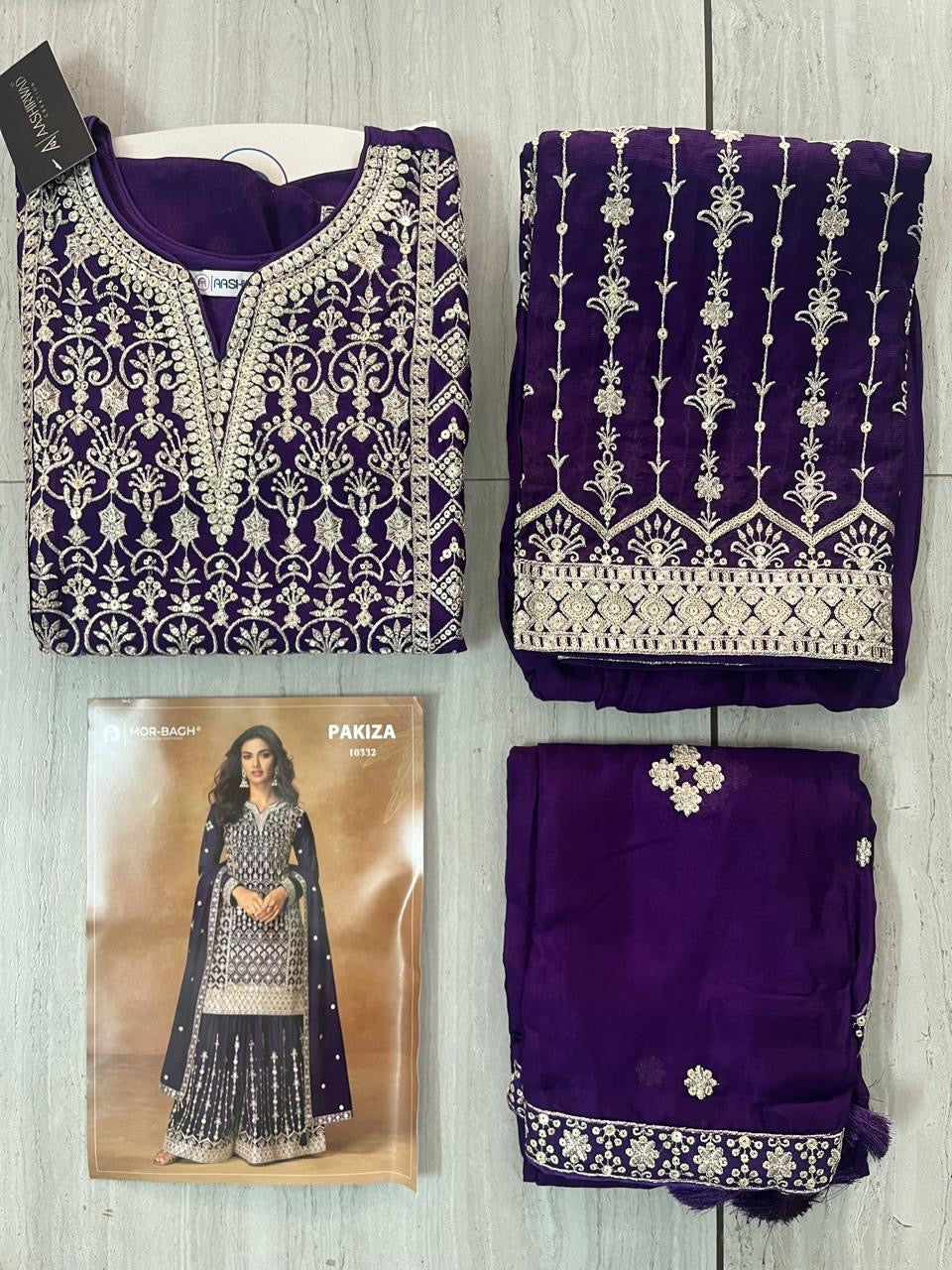 Sophisticated long-sleeved kurta paired with pleated sharara pants
