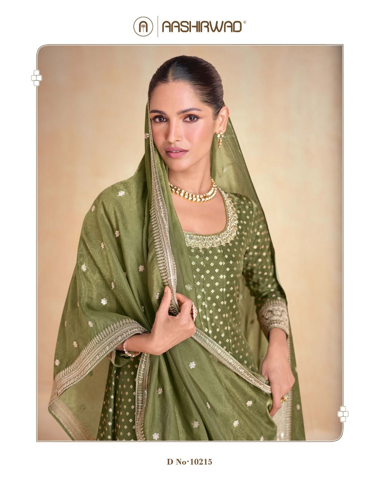 Aashirwad Pure Organza Jacquard Silk Banarasi Anarkali Suit with Dupatta