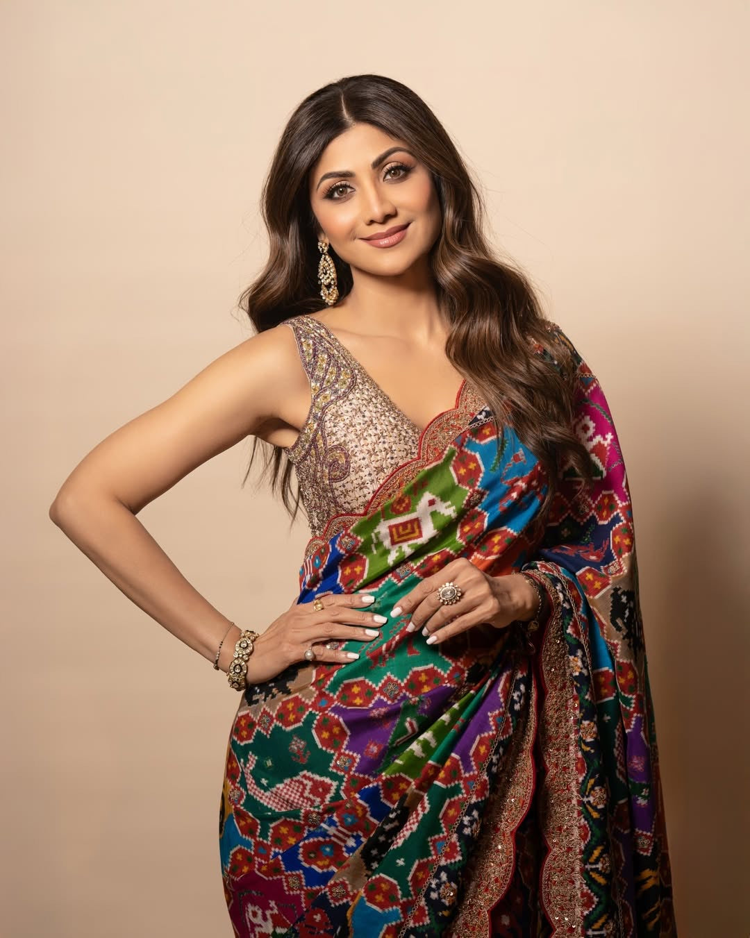 Georgette Patola Digital Print Saree with Swarovski & Sequin Work