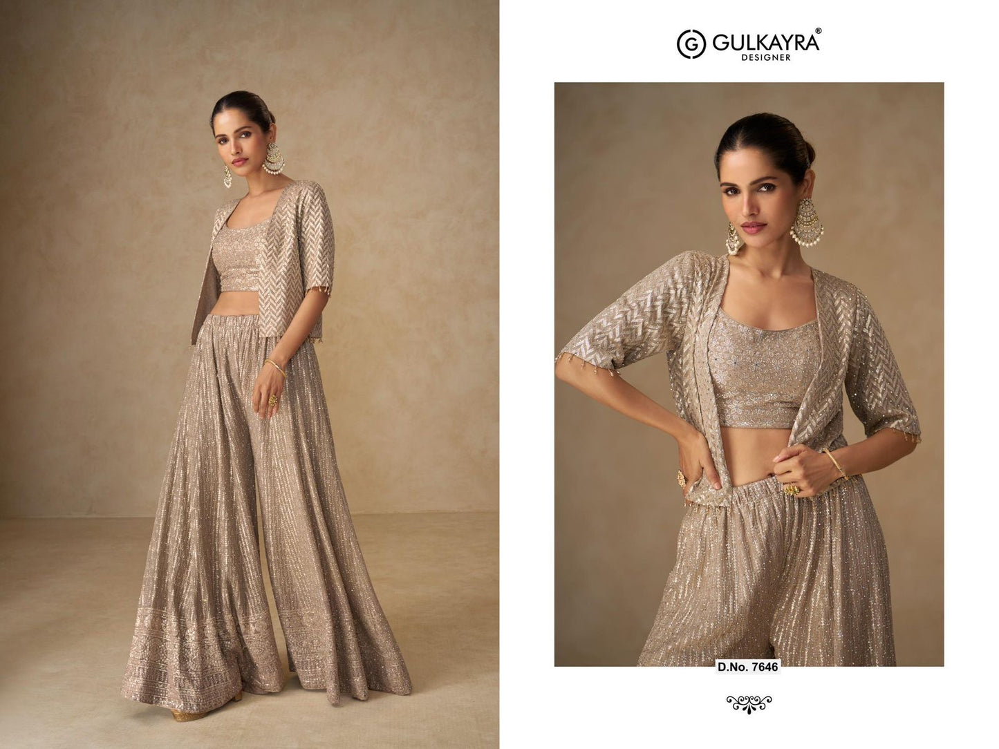 Designer Indo Western Long Dress - Real Georgette Plazzo Set
