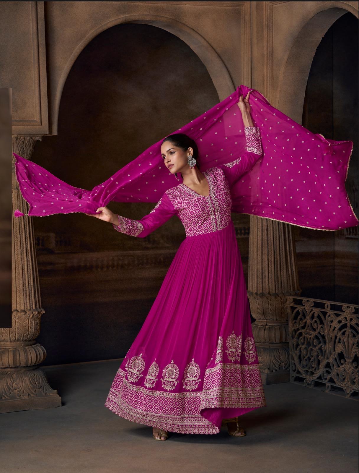 Sayuri Designer Anarkali Gown with Intricate Embroidery & Dupatta