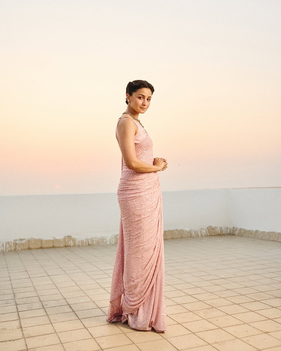 Heavy Georgette Saree with Full Sequin Embroidery & Silk Blouse