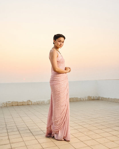 Heavy Georgette Saree with Full Sequin Embroidery & Silk Blouse