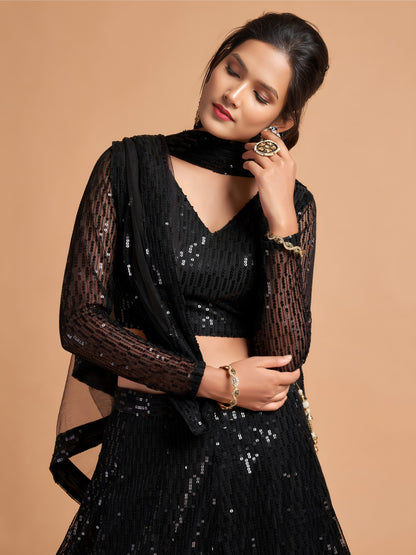 Black Sequin Party Wear Lehenga Choli