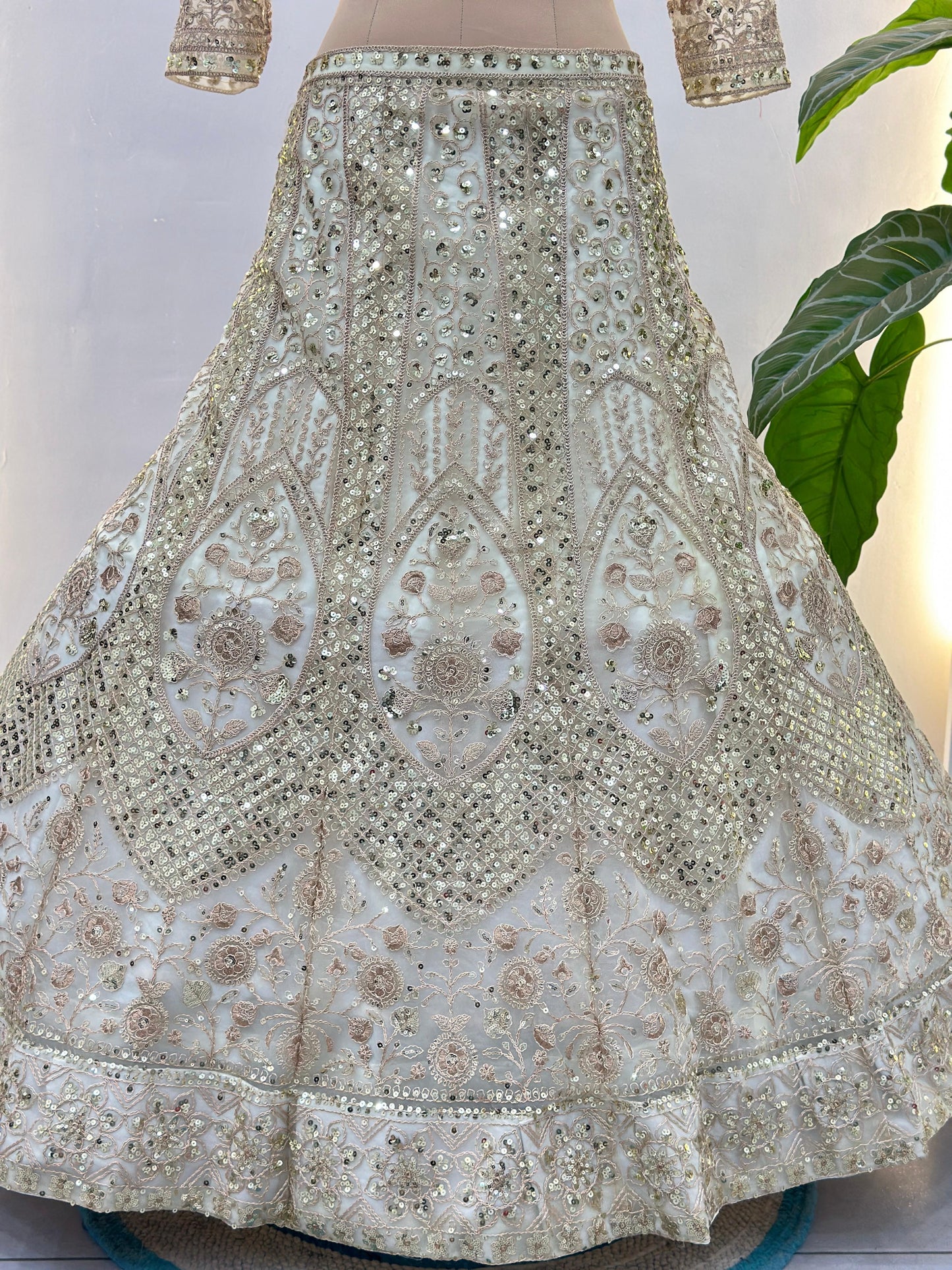 Sequin Embellished Butterfly Net Lehenga Choli with Dupatta