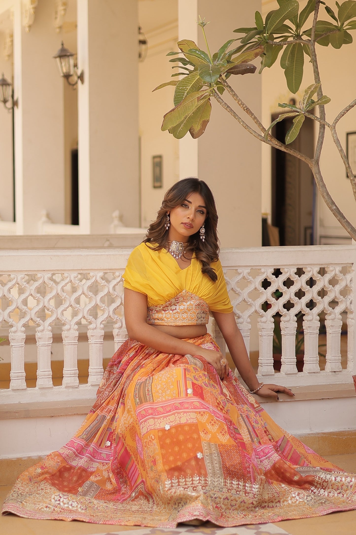 Russian Silk Lehenga Coord Set with Cross-Over Blouse