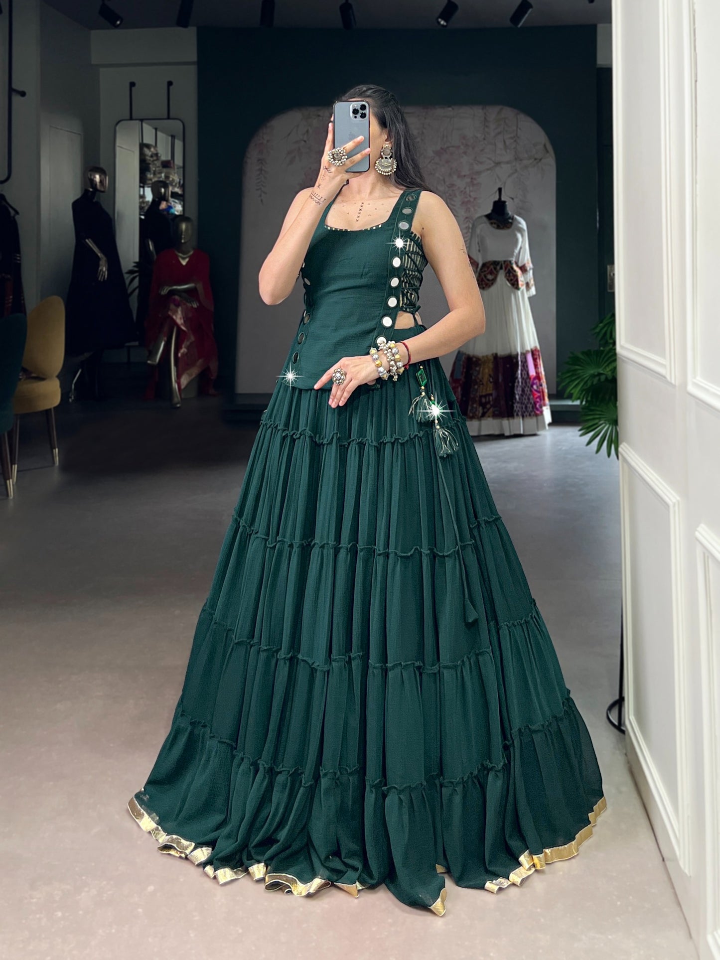 Feather-Light Mirror Work Navratri Lehenga Choli