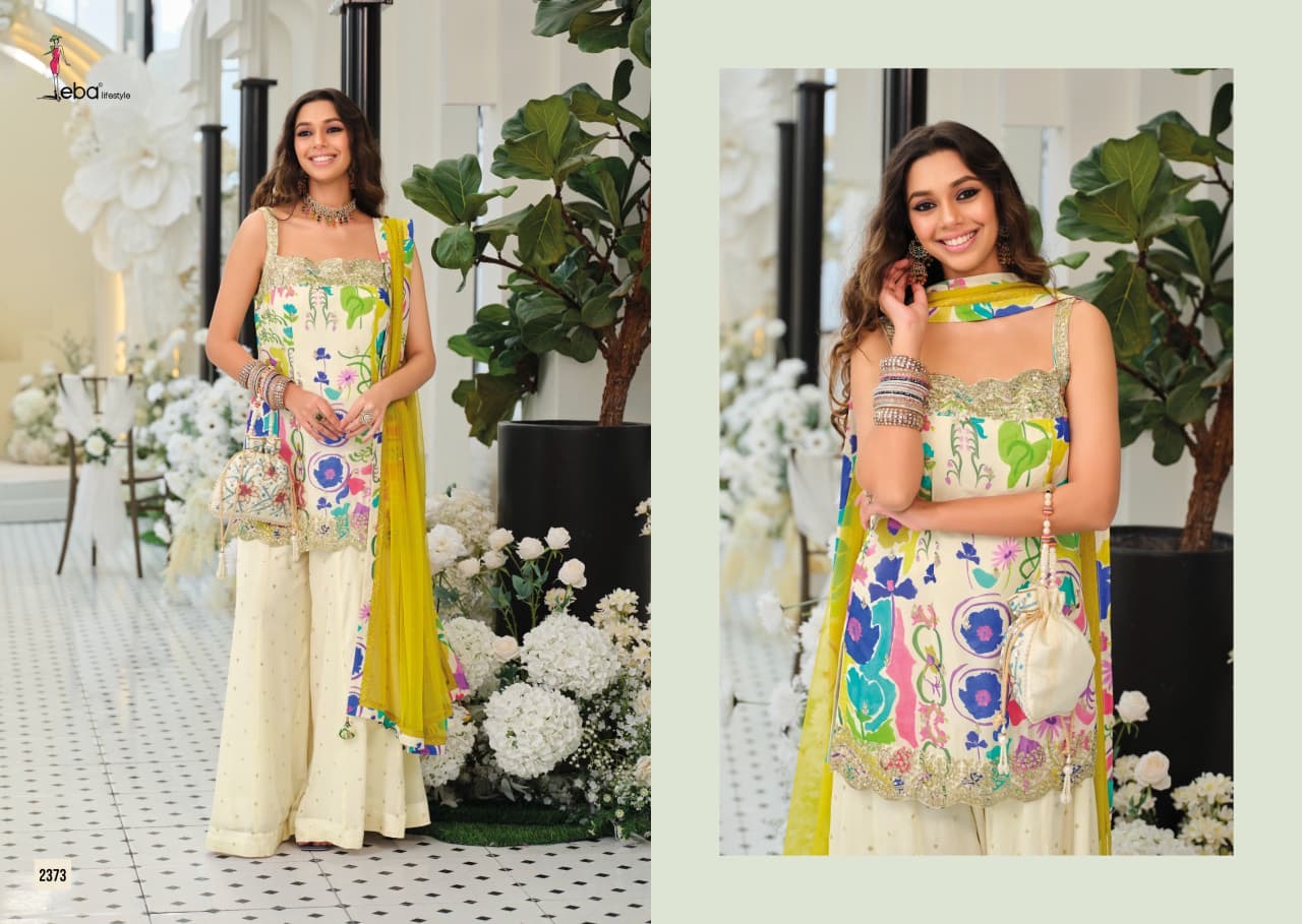 Eba Lifestyle Vibrant Floral Print Kurti with Sharara & Dupatta Set