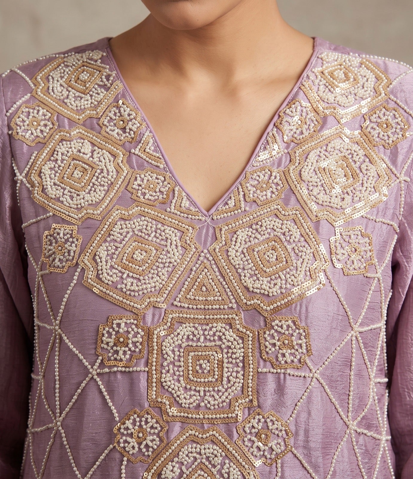 Glamorous Geometric Embroidered Sharara Set