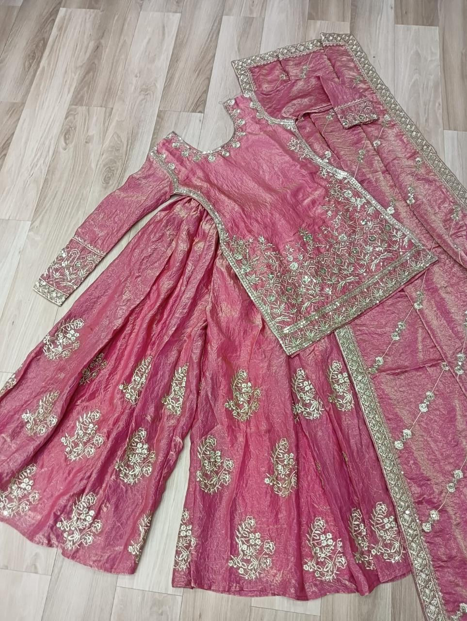 Fendi Crush Sharara Suit with Zari and Sequins Gold Work