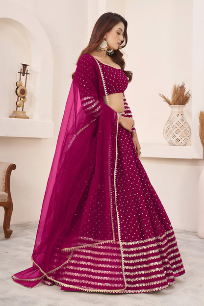 Radiant Rani Pink Georgette Lehenga Choli with Zari & Sequin Embroidery