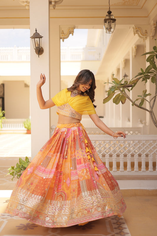 Russian Silk Lehenga Coord Set with Cross-Over Blouse
