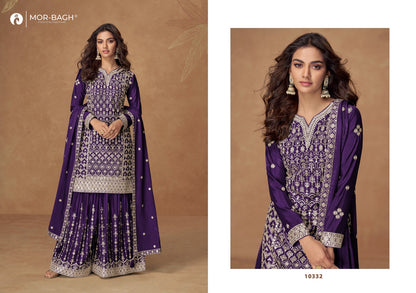 Sophisticated long-sleeved kurta paired with pleated sharara pants