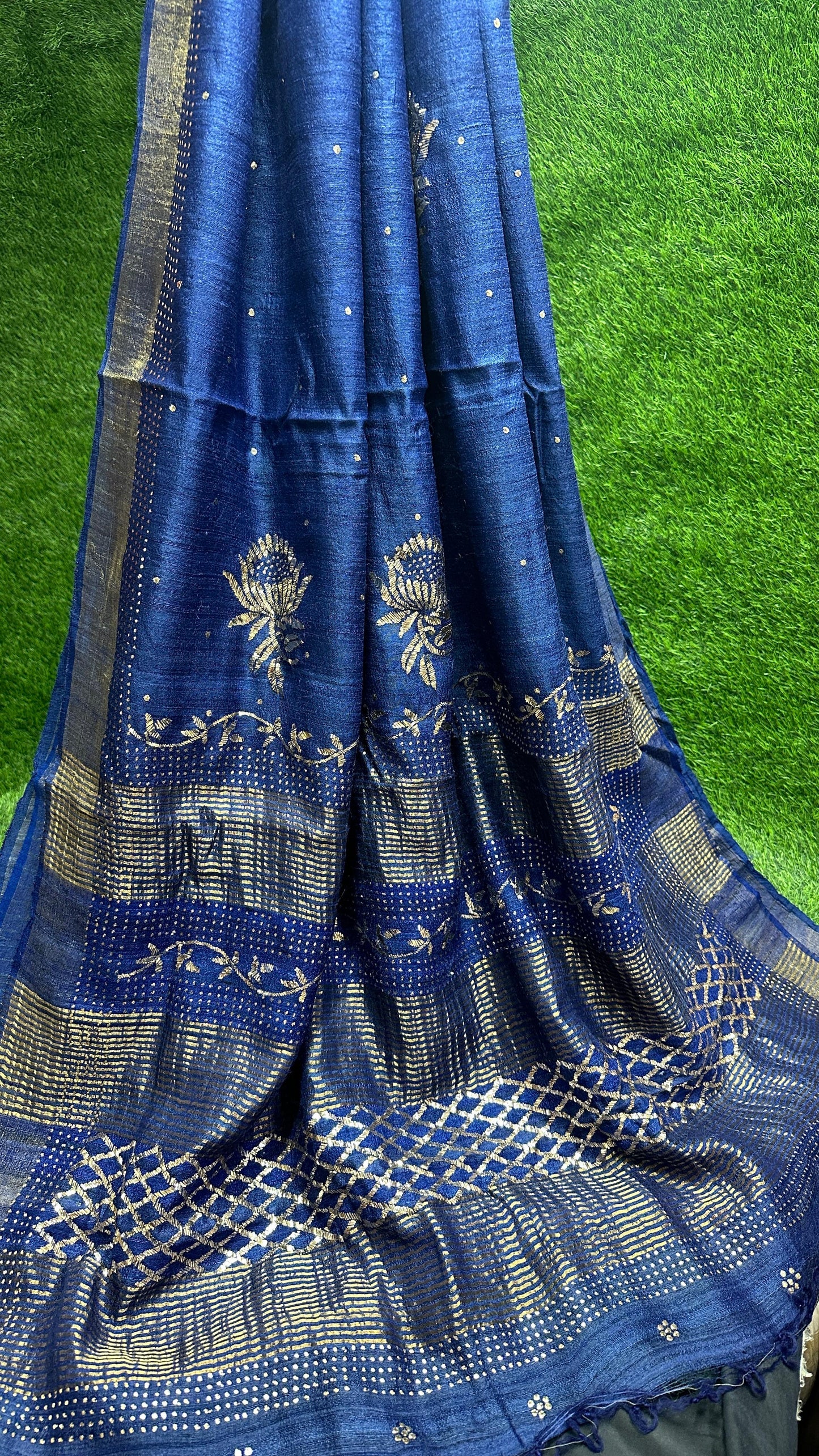 Pure Desi Tussar Silk Saree with Heavy Mukesh Work & Blouse