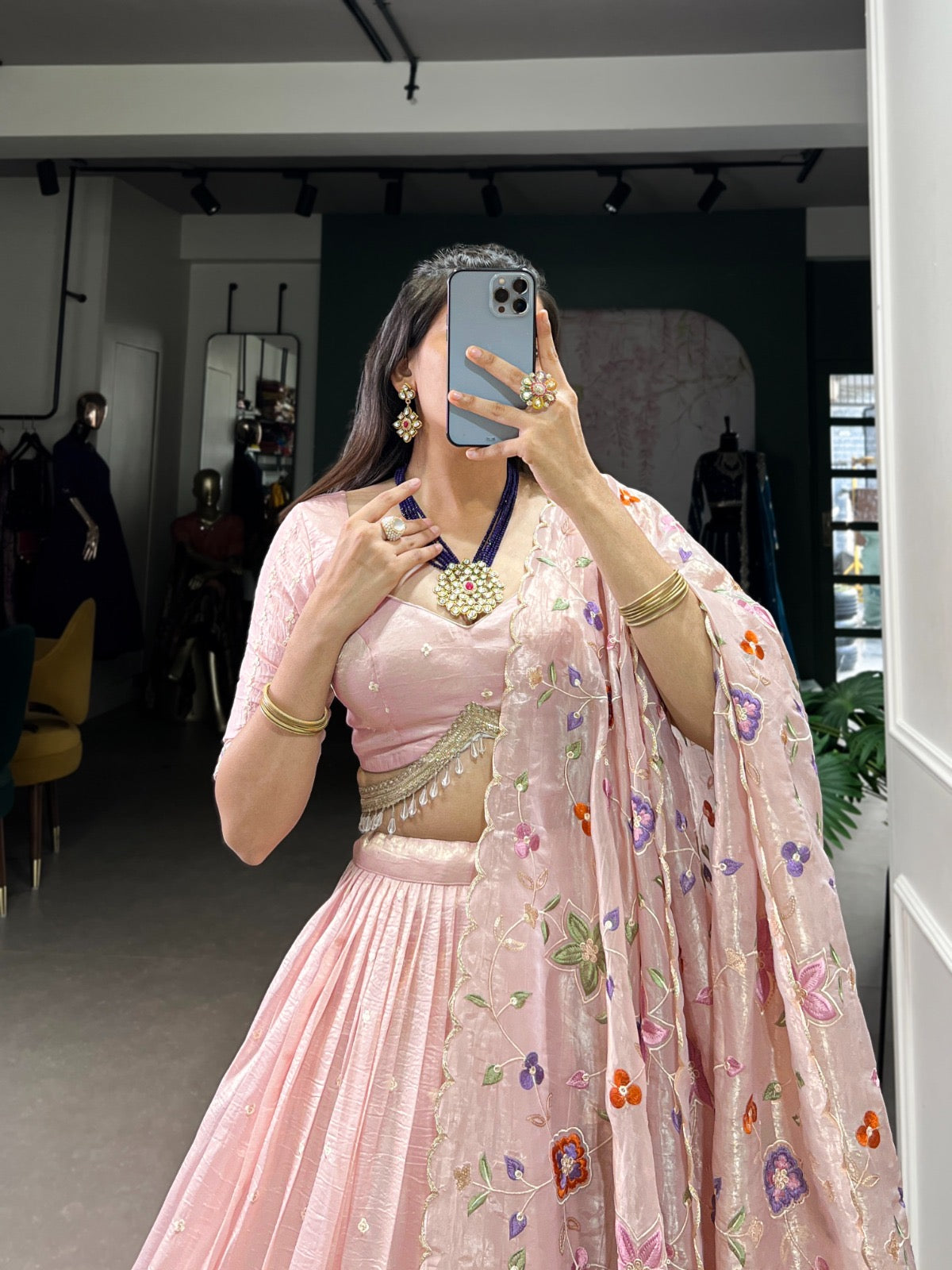 Like a rose in full bloom glowing in pink Lehenga Choli