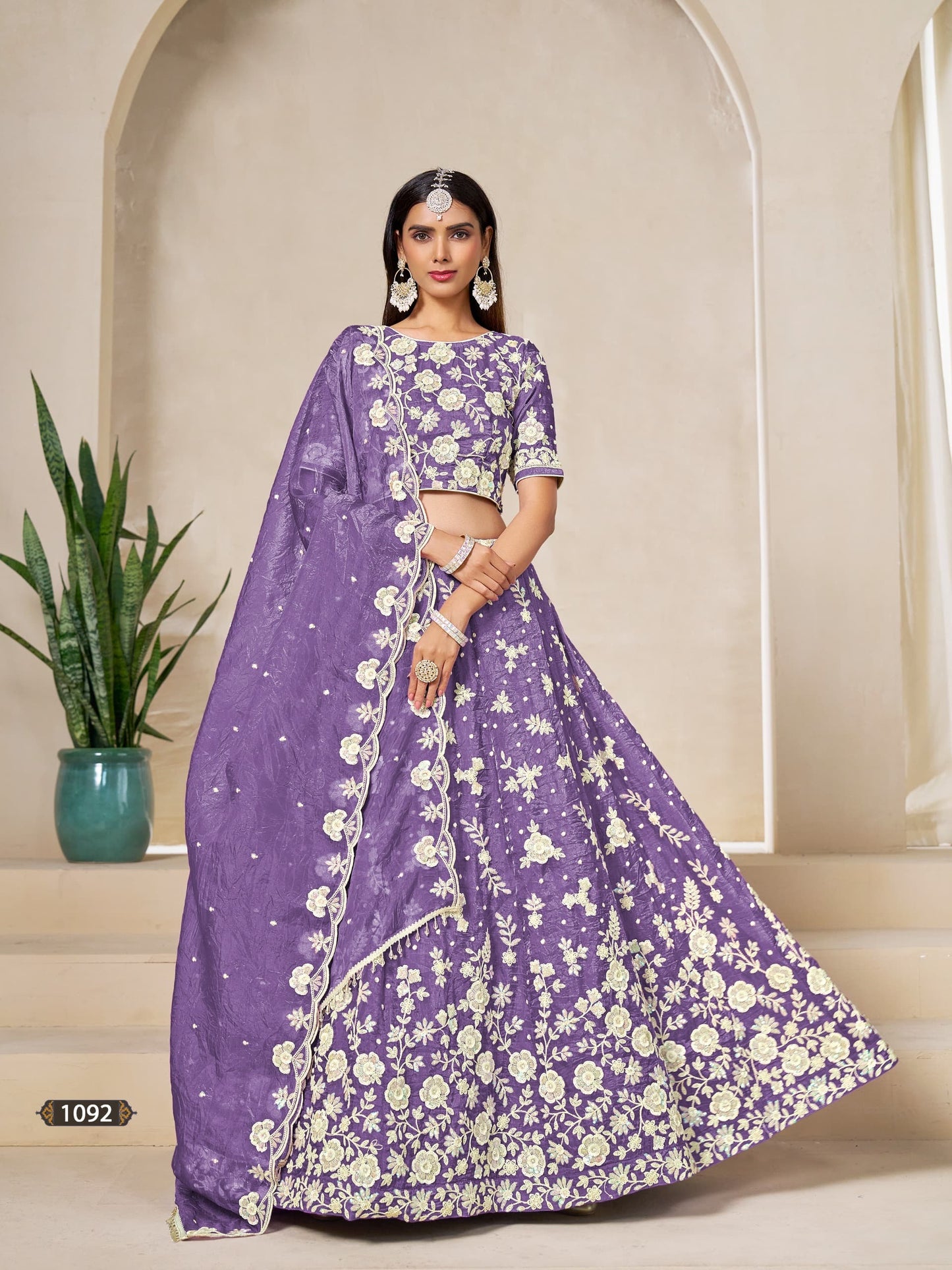 Gold Crush Organza Lehenga Choli