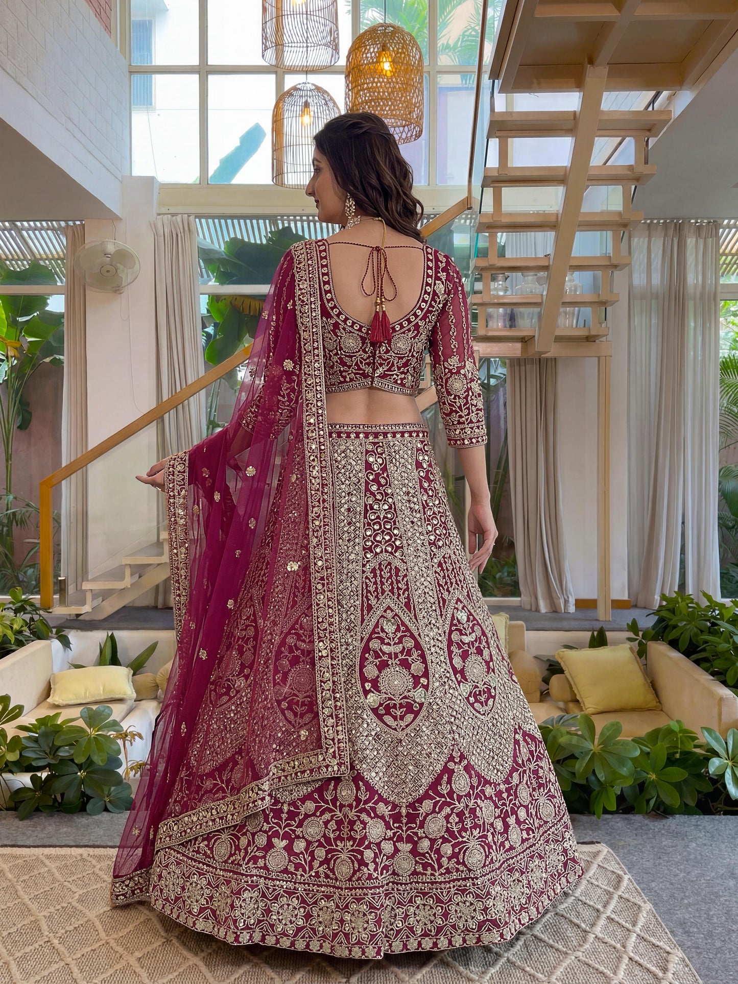 Sequin Embellished Butterfly Net Lehenga Choli with Dupatta