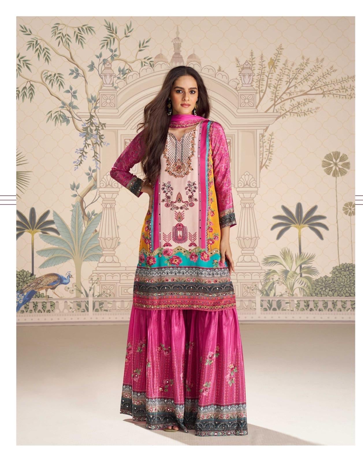 Festive Floral Gharara Set
