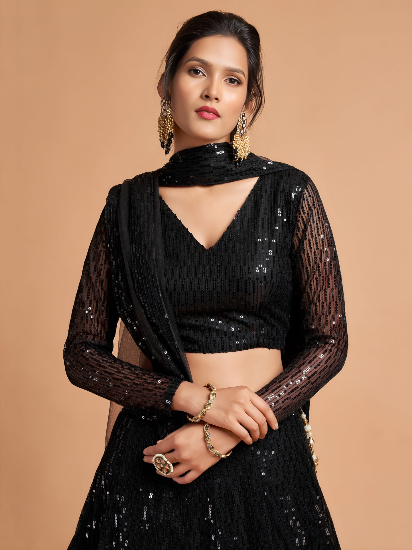 Black Sequin Party Wear Lehenga Choli