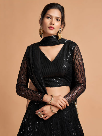 Black Sequin Party Wear Lehenga Choli