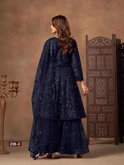 Sequined and embroidered sharara set