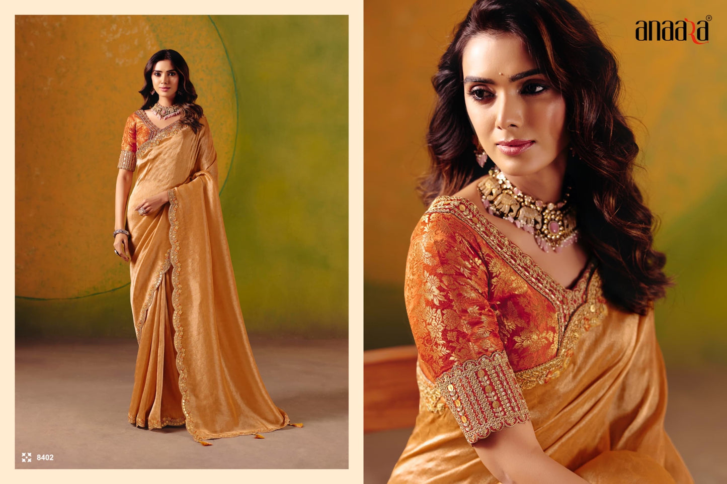 Smooth Zari Silk Saree with Fancy Work Border & Readymade Blouse