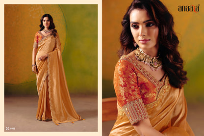 Smooth Zari Silk Saree with Fancy Work Border & Readymade Blouse