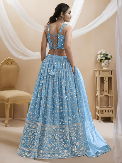 Celestial Blue Floral Lehenga