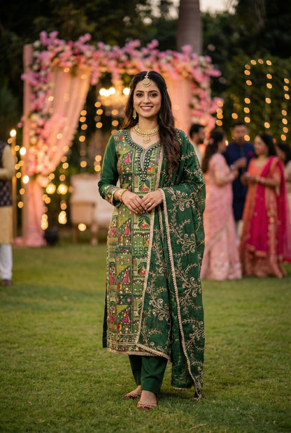 Heavy Viscose Salwar Suit with Handwork & Nazmin Dupatta