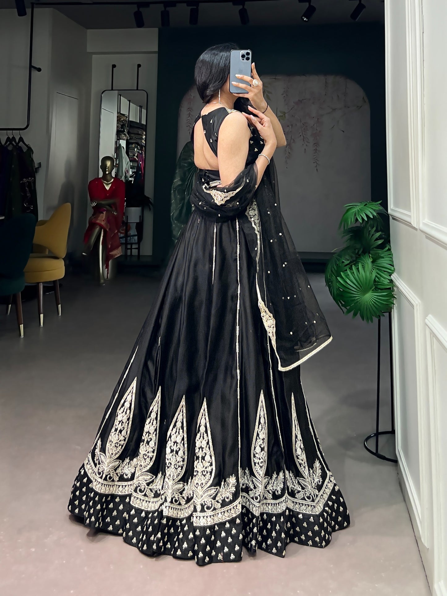 Naysha Silk Lehenga Choli with Thread & Sequins Embroidery & Net Dupatta