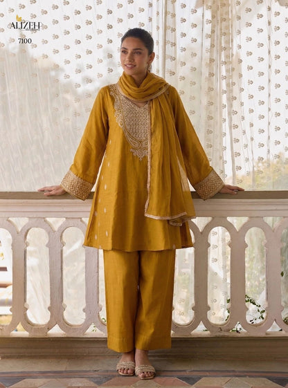 Relaxed Loose Fit A-Line Embroidered Kurta with Ankle Length Pants