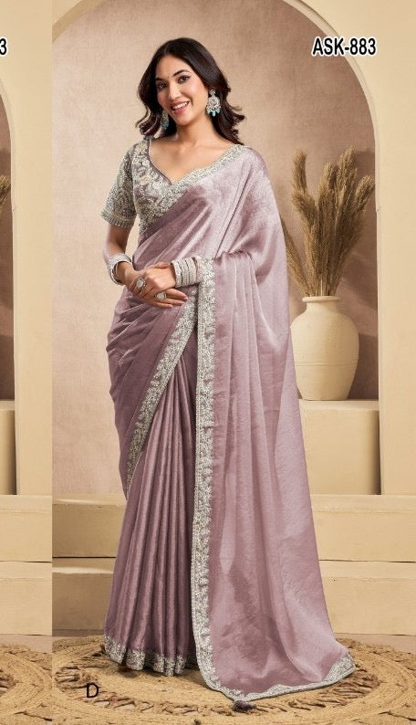 Tissue Organza Silk Saree With Work Border