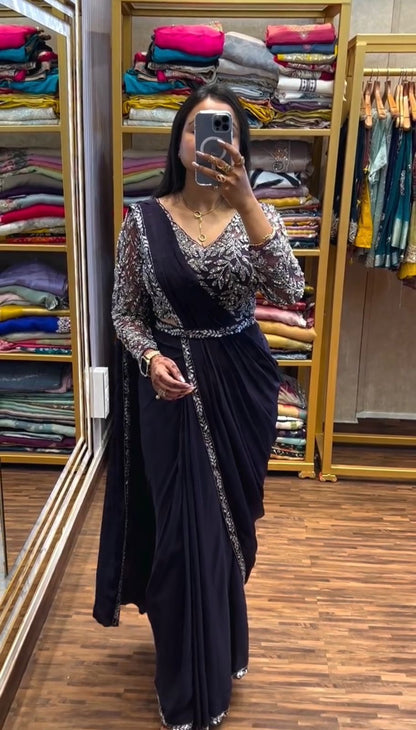 NEW SUPERHIT TRENDING READY TO WEAR SAREE WITH FULLY EMBROIDERED STYLIST BLOUSE ON  RANGOLI FABRIC