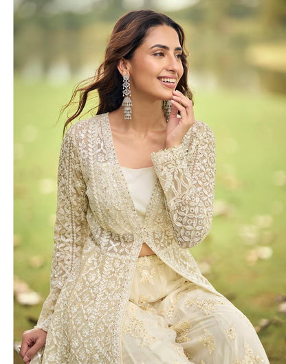 Gorgeous Premium Net Beads Embroidered Festive Plazzo Set