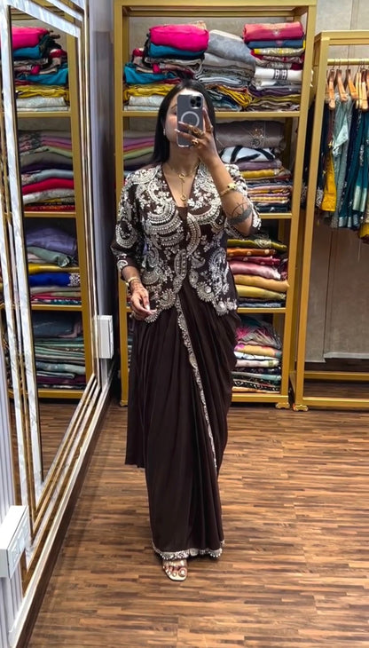 NEW SUPERHIT TRENDING DESIGNER LEHENGA-SAREE WITH EMBROIDERED DUPATTA and FULL FLAIR LEHENGA