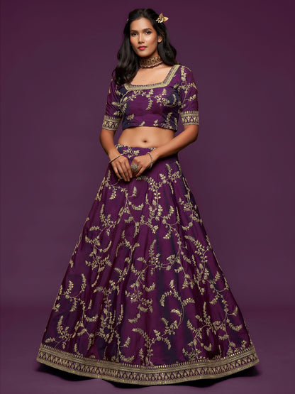 Royal Purple Embroidered Lehenga Choli