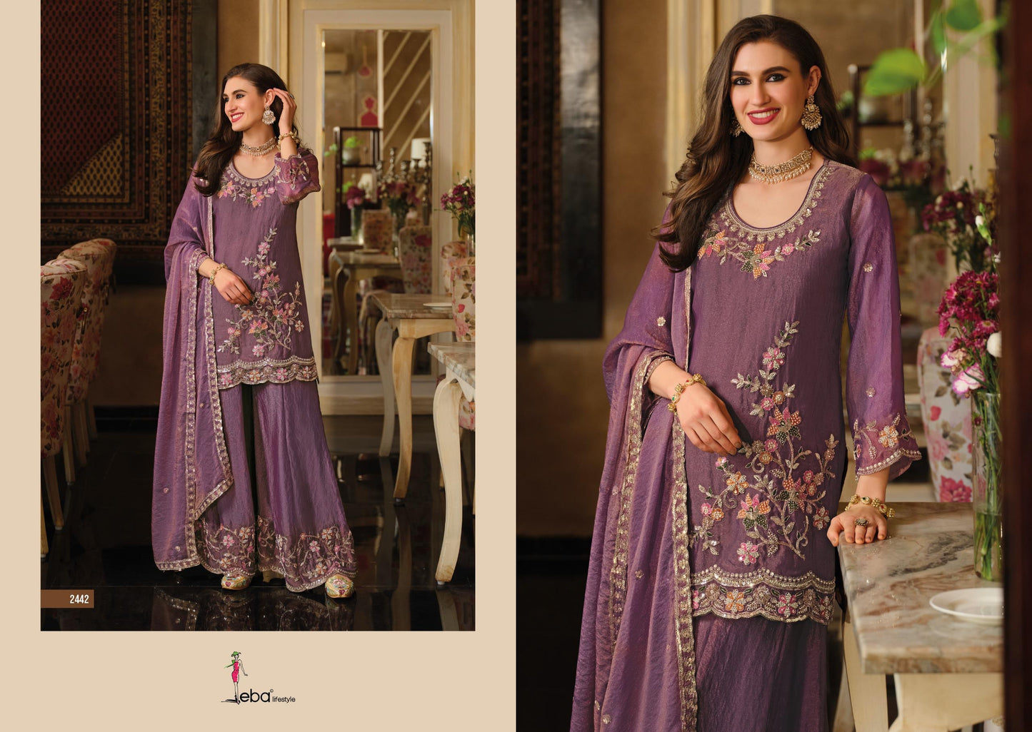 Eba Designer Plazo Suit with beads work