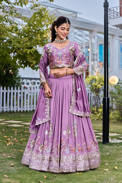 Pure Vichitra Lehenga Choli with Heavy Embroidery & Sequin Work