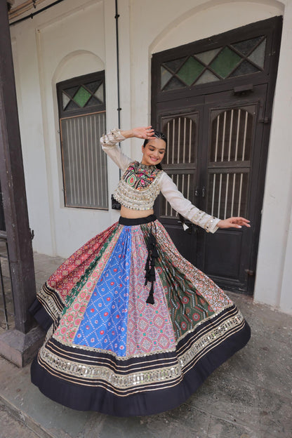 Multi-Color Patchwork Chaniya Choli with Gotta Patti & Bandhani Prints
