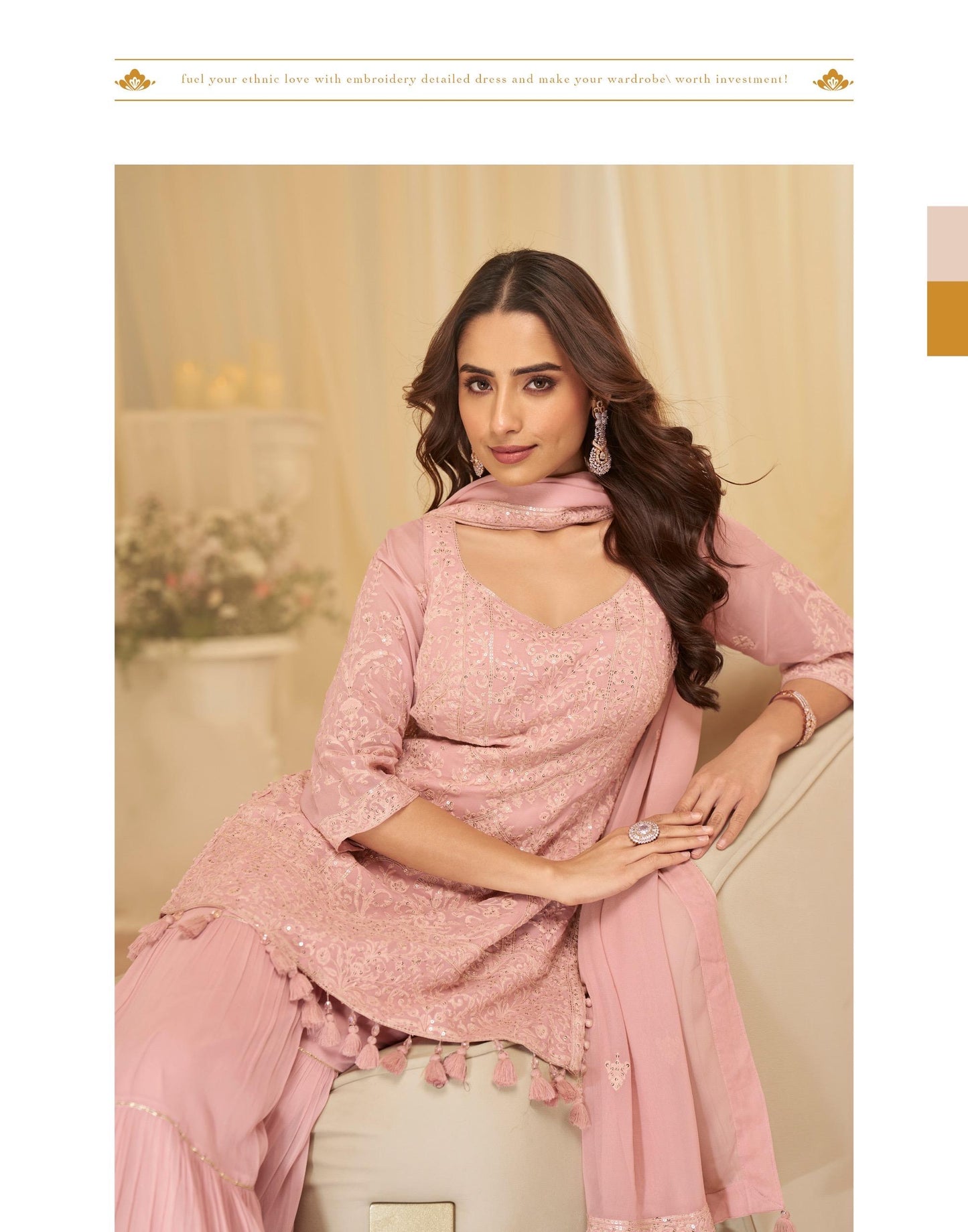 Delicate CHIKANKARI EMBROIDERED TOP WITH EMBROIDERED SHARARA AND DUPATTA