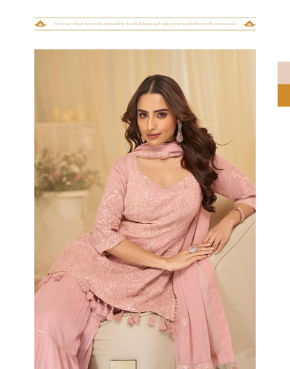 Delicate CHIKANKARI EMBROIDERED TOP WITH EMBROIDERED SHARARA AND DUPATTA