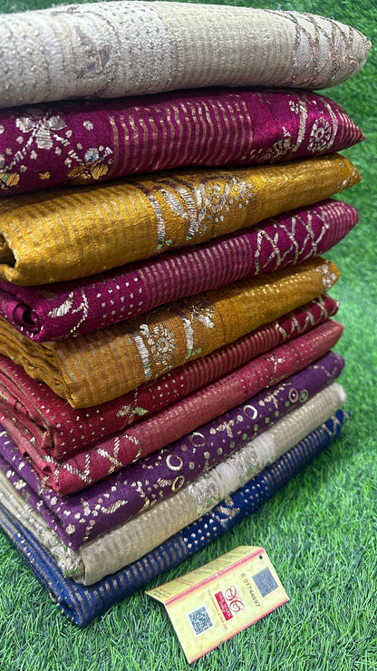 Pure Desi Tussar Silk Saree with Heavy Mukesh Work & Blouse