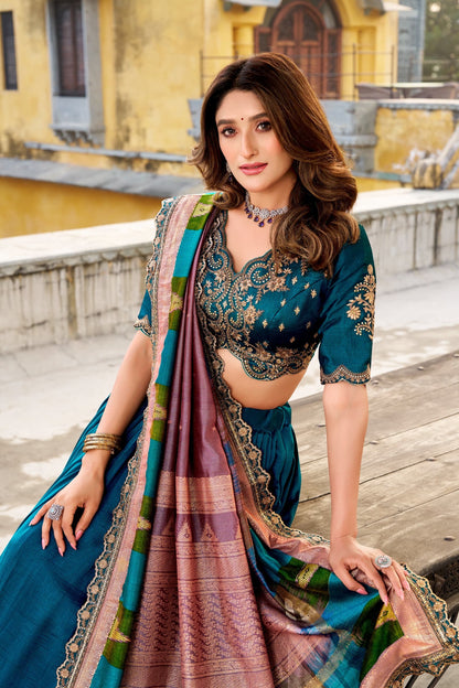 Vichitra Silk Lehenga Choli with Sequin & Thread Embroidery Work