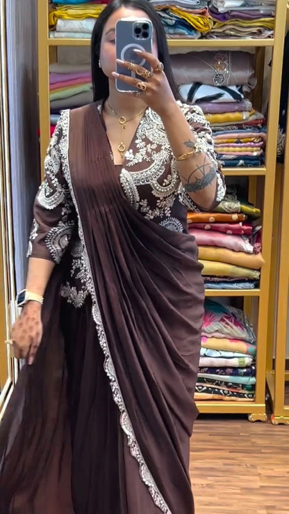 NEW SUPERHIT TRENDING DESIGNER LEHENGA-SAREE WITH EMBROIDERED DUPATTA and FULL FLAIR LEHENGA