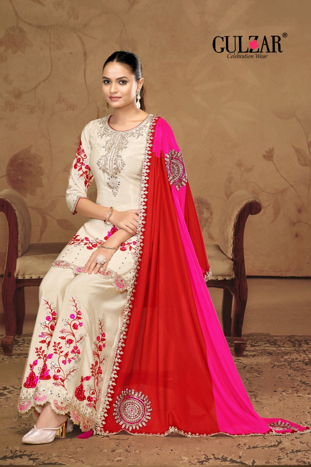 Celebration wear embroidered sharara set